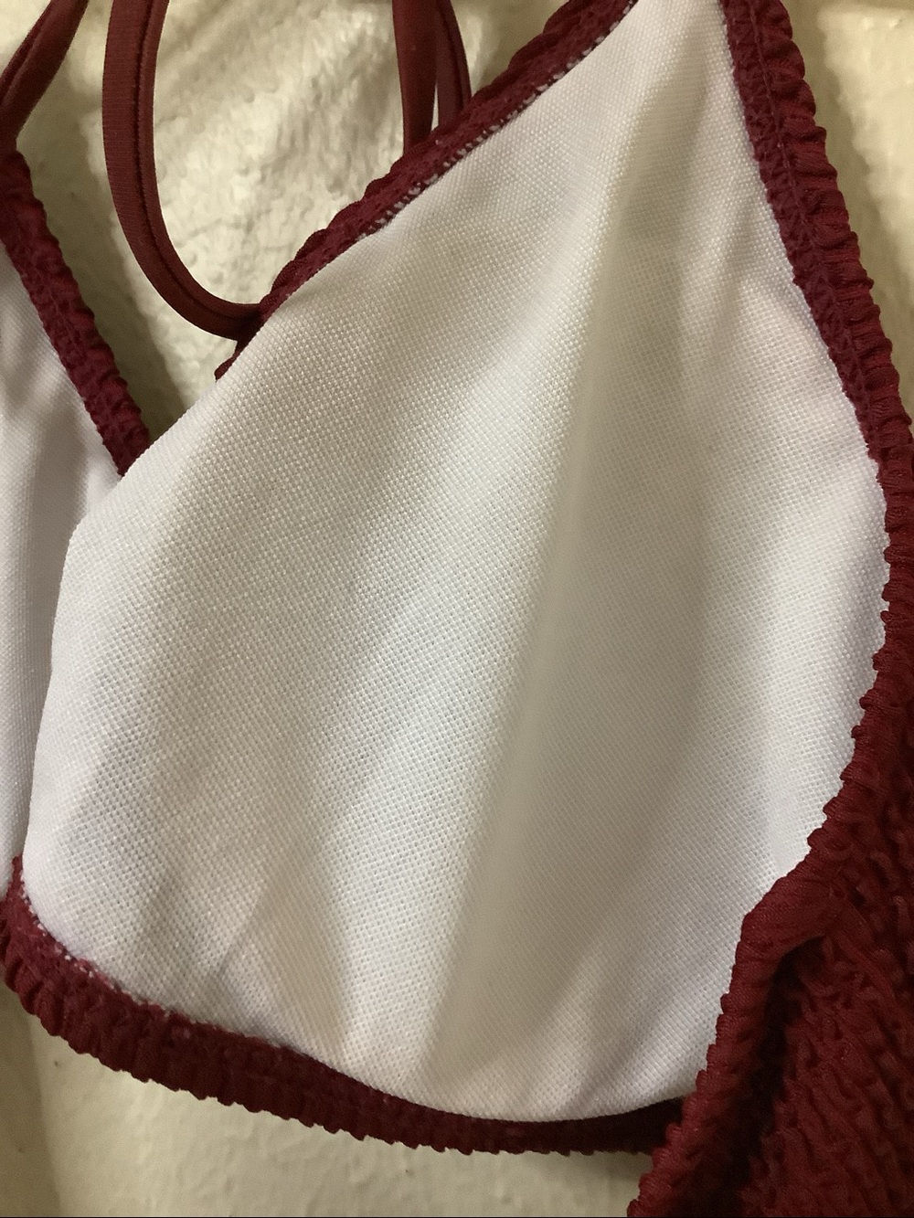 Women's Textured Halter Bikini Top - Burgundy - Picture 9 of 9